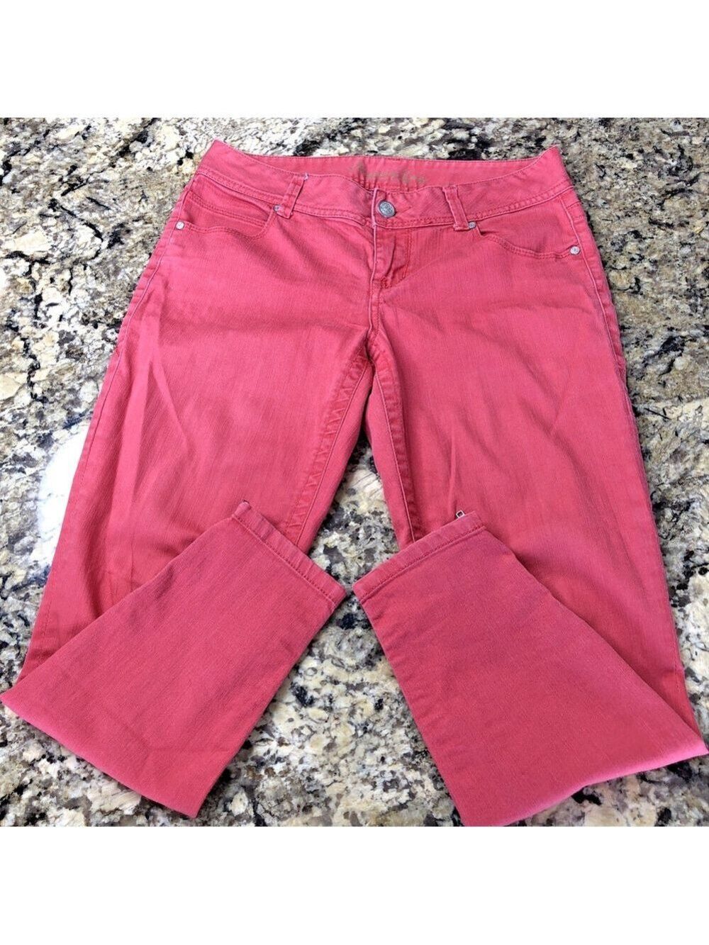 Size 9 X 26 America Rag Women’s Denim Jeans Salmon Pink Ankle Zippers Fun CN